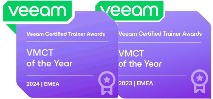 Das Double: nach 2023 auch 2024 wieder Veeam EMEA Trainer of the year 2024